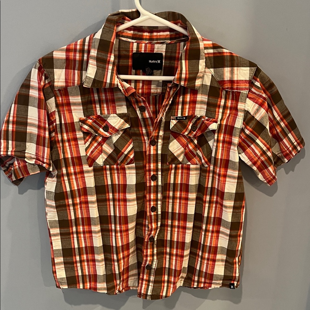HURLEY Boy’s M Plaid Button-Down Shirt
